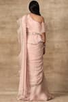 Shop_Ridhi Mehra_Pink Organza Asymmetric Pre-draped Saree With Blouse  _at_Aza_Fashions