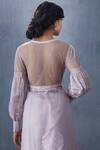 Shop_Torani_Purple Tulle V Neck Handwoven Chanderi Blouse _at_Aza_Fashions