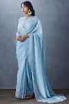 Buy_Torani_Blue Organza Handwoven Chanderi Saree  _at_Aza_Fashions