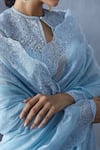 Buy_Torani_Blue Organza Handwoven Chanderi Saree  _Online_at_Aza_Fashions