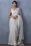 Buy_Torani_White Embroidered Organza Saree_at_Aza_Fashions