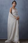 Torani_White Tulle Embroidered Saree  _Online_at_Aza_Fashions