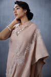 Torani_Peach Handwoven Organza Chanderi Saree_Online_at_Aza_Fashions