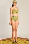 Shivan & Narresh_Yellow Italian Jersey Printed Bikini Set_Online_at_Aza_Fashions