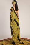 Shop_Shivan & Narresh_Yellow Crepe Pre-stitched Ruffle Saree_at_Aza_Fashions