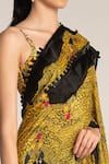 Shivan & Narresh_Yellow Crepe Pre-stitched Ruffle Saree_Online_at_Aza_Fashions