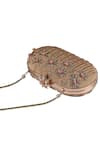 Shop_Durvi_Beige Embroidered Embellished Oval Clutch _at_Aza_Fashions