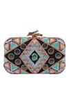 Buy_Durvi_Multi Color Embroidery Embellished Box Clutch_at_Aza_Fashions