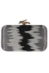 Buy_Durvi_Grey Embroidered Embellished Box Clutch _at_Aza_Fashions