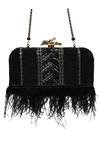 Buy_Durvi_Black Embroidered Embellished Fringe Box Clutch _at_Aza_Fashions