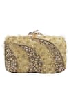 Buy_Durvi_Gold Embroidered Embellished Box Clutch _at_Aza_Fashions