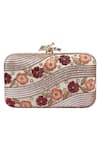 Buy_Durvi_White Embroidered Floral Embellished Clutch _at_Aza_Fashions