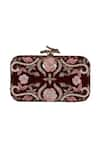 Buy_Durvi_Maroon Embroidered Embellished Floral Clutch _at_Aza_Fashions