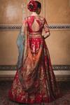 Shop_Tarun Tahiliani_Red Chanderi V Neck Lehenga Set _at_Aza_Fashions