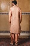 Shop_Tarun Tahiliani_Peach Katan Silk Embroidered Sherwani Dhoti Pant Set _at_Aza_Fashions