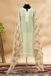 Buy_Aditi Beriwala_Green Round Printed Kurta With Dupatta  _at_Aza_Fashions