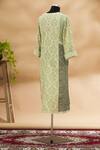 Shop_Aditi Beriwala_Green Cotton Round Floral Print Kurta  _at_Aza_Fashions