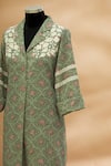 Aditi Beriwala_Green Cotton Lapel Printed Tunic  _Online_at_Aza_Fashions