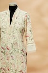 Shop_Aditi Beriwala_White Cotton V Neck Floral Print Kurta  _Online_at_Aza_Fashions