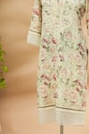 Aditi Beriwala_White Cotton V Neck Floral Print Kurta  _at_Aza_Fashions