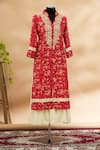 Buy_Aditi Beriwala_Red Band Collar Printed Kurta With Inner  _at_Aza_Fashions