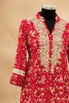 Aditi Beriwala_Red Band Collar Printed Kurta With Inner  _Online_at_Aza_Fashions