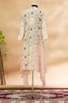 Shop_Aditi Beriwala_White Band Collar Printed Asymmetric Kurta  _at_Aza_Fashions