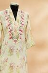 Aditi Beriwala_White V Neck Floral Print Kurta  _Online_at_Aza_Fashions