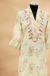 Buy_Aditi Beriwala_White V Neck Floral Print Kurta  _Online_at_Aza_Fashions