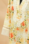 Shop_Aditi Beriwala_White V Neck Floral Print Kurta  _Online_at_Aza_Fashions