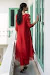 Shop_Vaayu_Red Cotton Chanderi Kurta And Pant Set _at_Aza_Fashions
