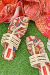 Buy_Essemm_Red Kalamkari Cutwork Kolhapuris_at_Aza_Fashions