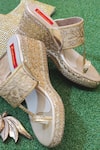 Buy_Essemm_Gold Sequins, Embroidery Floral Wedges _at_Aza_Fashions