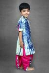 Kirti Agarwal - Pret N Couture_Blue Chanderi Silk Tie Dye Kurta And Dhoti Pant Set _Online_at_Aza_Fashions