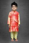 Shop_Kirti Agarwal - Pret N Couture_Yellow Chanderi Silk Tie Dye Kurta Set For Boys_at_Aza_Fashions