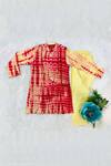 Buy_Kirti Agarwal - Pret N Couture_Yellow Chanderi Silk Tie Dye Kurta Set For Boys_Online_at_Aza_Fashions