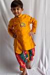 Buy_Kirti Agarwal - Pret N Couture_Yellow Asymmetric Kurta Set For Boys_at_Aza_Fashions