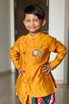 Shop_Kirti Agarwal - Pret N Couture_Yellow Asymmetric Kurta Set For Boys_Online_at_Aza_Fashions