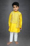 Buy_Kirti Agarwal - Pret N Couture_Yellow Silk Embroidered Kurta Set For Boys_at_Aza_Fashions