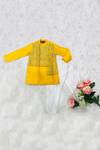 Kirti Agarwal - Pret N Couture_Yellow Silk Embroidered Kurta Set For Boys_Online_at_Aza_Fashions