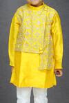 Buy_Kirti Agarwal - Pret N Couture_Yellow Silk Embroidered Kurta Set For Boys_Online_at_Aza_Fashions