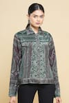 Buy_Kartikeya India_Green Silk Crepe Jacket  _at_Aza_Fashions