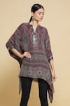 Buy_Kartikeya India_Maroon Silk Georgette Kaftan  _at_Aza_Fashions