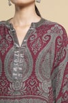 Kartikeya India_Maroon Silk Georgette Kaftan  _at_Aza_Fashions