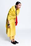 Shop_Label Earthen_Yellow Chanderi , Organza Kurta Set _at_Aza_Fashions