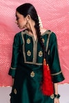 Label Earthen_Green Chanderi , Organza Kurta Set _Online_at_Aza_Fashions