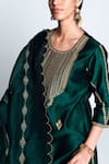Label Earthen_Green Chanderi , Organza Kurta Set _Online_at_Aza_Fashions