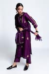 Shop Label Earthen Purple Chanderi , Organza Kurta Set at Aza Fashions Shop_Label Earthen_Purple Chanderi , Organza Kurta Set _at_Aza_Fashions