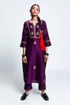 Label Earthen Purple Chanderi , Organza Kurta Set Online at Aza Fashions Label Earthen_Purple Chanderi , Organza Kurta Set _Online_at_Aza_Fashions