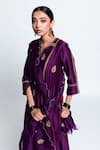Shop Label Earthen Purple Chanderi , Organza Kurta Set Online at Aza Fashions Shop_Label Earthen_Purple Chanderi , Organza Kurta Set _Online_at_Aza_Fashions